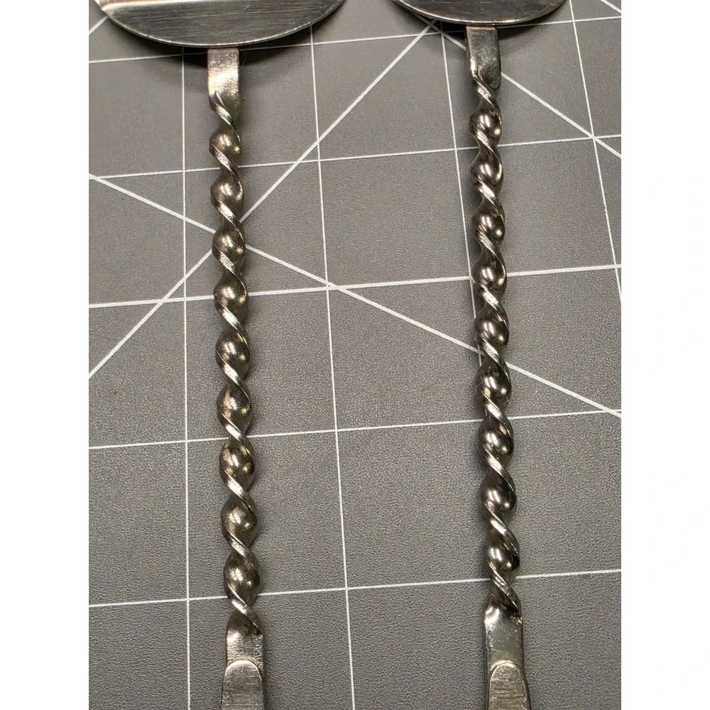 Vintage Mstera Yuvelir Serving Set Twisted Handle Enamel Floral Pie Server Fork